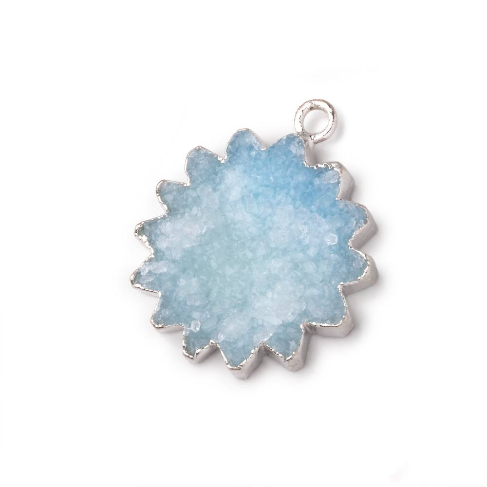 18-21mm Silver Leafed Blue Drusy Star Burst Pendant 1 focal piece (ONLINE ORDER ONLY)