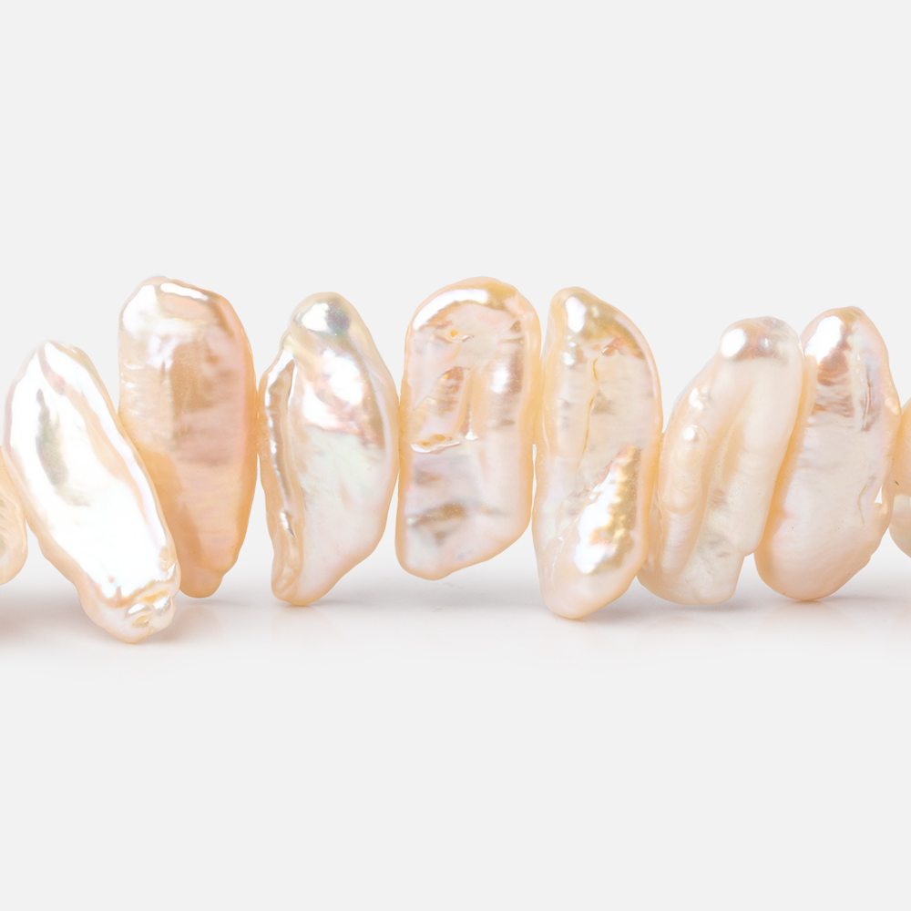 18-22mm Light Peach Side Drill Biwa Freshwater Pearls 15.5 inch 48 Beads (ONLINE ORDER ONLY)