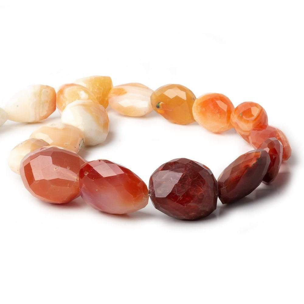 18 - 30mm Fire Opal Faceted Nugget Beads 15 inch 17 pieces (ONLINE ORDER ONLY)