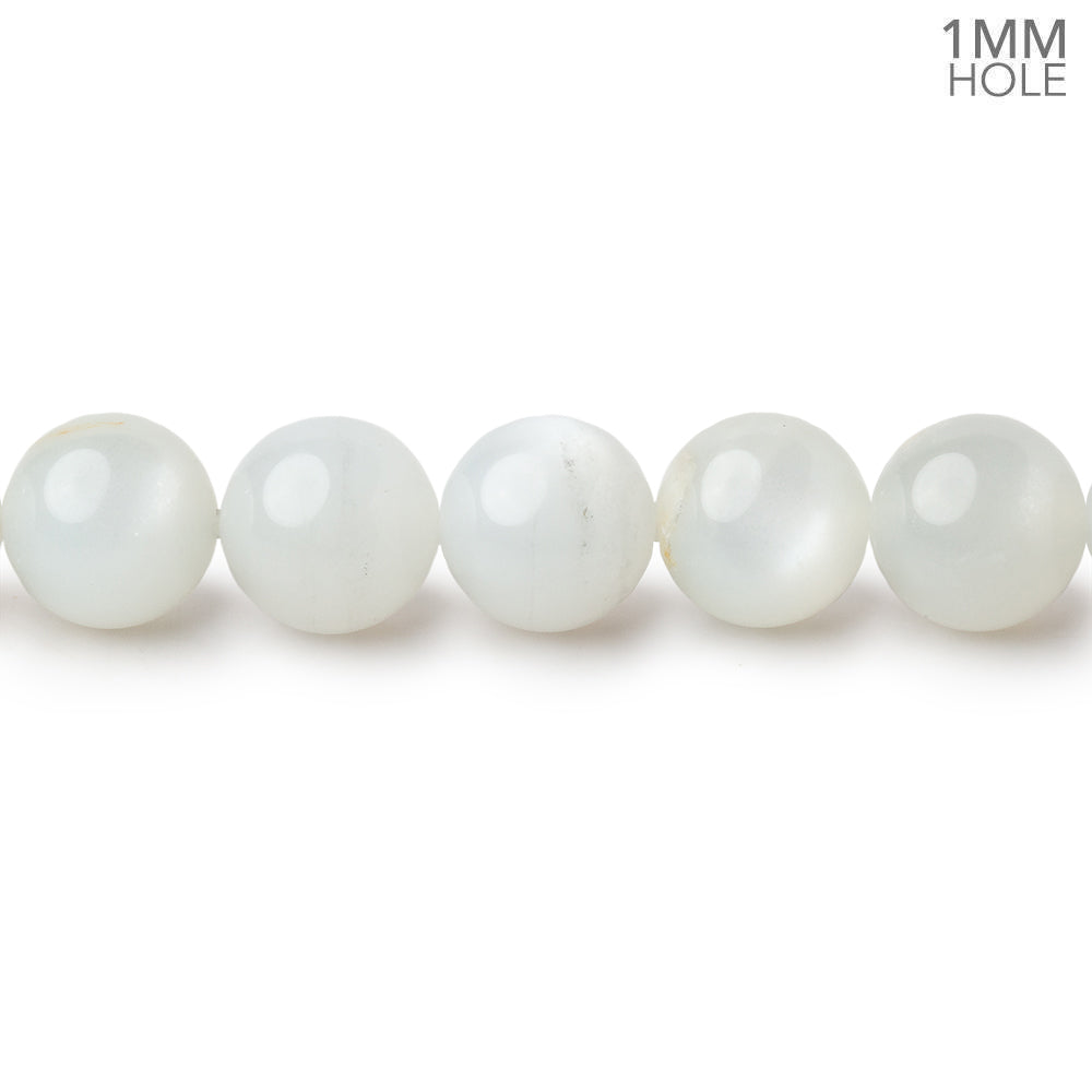 8mm White Moonstone Plain Rounds 16 inch 52 beads 1mm Large Hole AA (ONLINE ORDER ONLY)