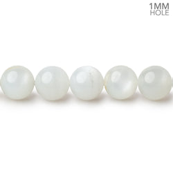 8mm White Moonstone Plain Rounds 16 inch 52 beads 1mm Large Hole AA (ONLINE ORDER ONLY)