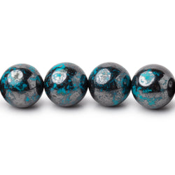 10mm Chrysocolla with Hematite Plain Round 15.5 inch 40 Beads AA (ONLINE ORDER ONLY)