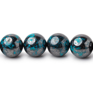 10mm Chrysocolla with Hematite Plain Round 15.5 inch 40 Beads AA (ONLINE ORDER ONLY)