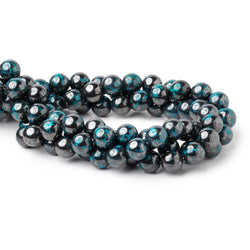 10mm Chrysocolla with Hematite Plain Round 15.5 inch 40 Beads AA (ONLINE ORDER ONLY)