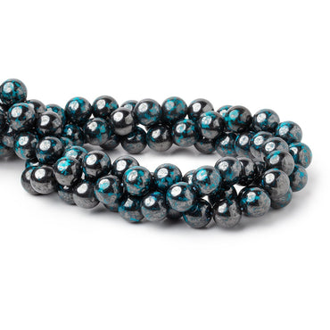 10mm Chrysocolla with Hematite Plain Round 15.5 inch 40 Beads AA (ONLINE ORDER ONLY)