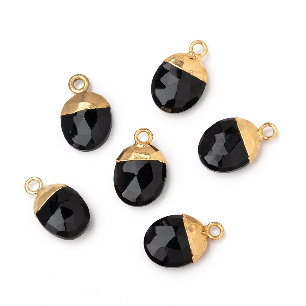 10x8mm Gold Leafed Black Chalcedony Oval Pendant 1 piece (ONLINE ORDER ONLY)