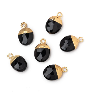 10x8mm Gold Leafed Black Chalcedony Oval Pendant 1 piece (ONLINE ORDER ONLY)