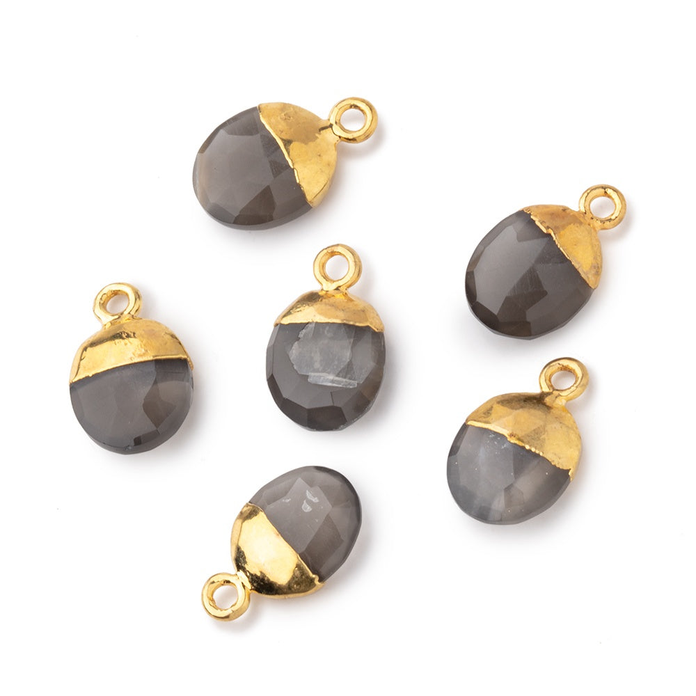 10x8mm Gold Leafed Platinum Moonstone Oval Pendant 1 piece (ONLINE ORDER ONLY)