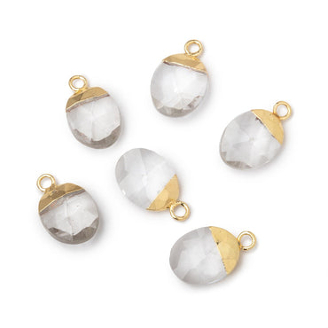 10x8mm Gold Leafed Crystal Quartz Oval Pendant 1 piece (ONLINE ORDER ONLY)