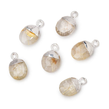 10x8mm Silver Leafed Rutilated Quartz Oval Pendant 1 piece (ONLINE ORDER ONLY)