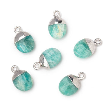 10x8mm Silver Leafed Amazonite Oval Pendant 1 piece (ONLINE ORDER ONLY)