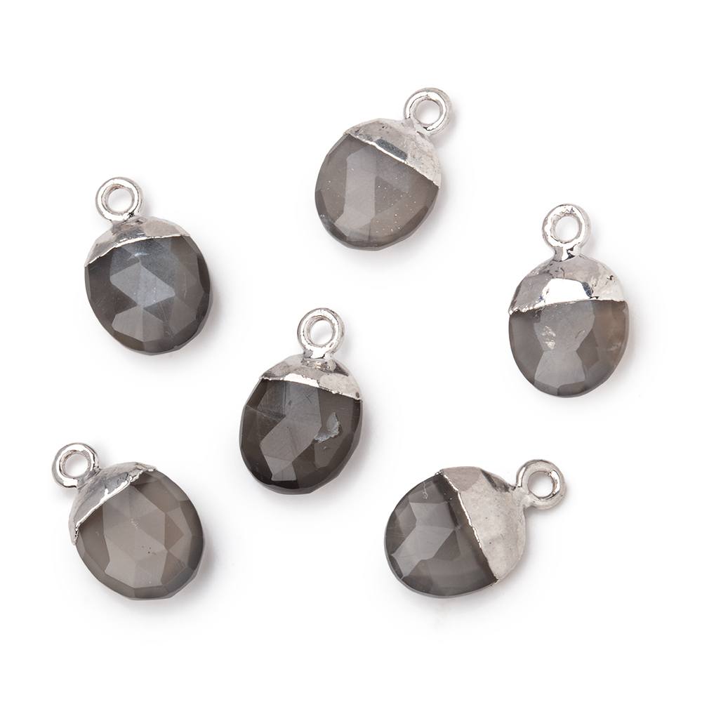 10x8mm Silver Leafed Platinum Moonstone Oval Pendant 1 piece (ONLINE ORDER ONLY)