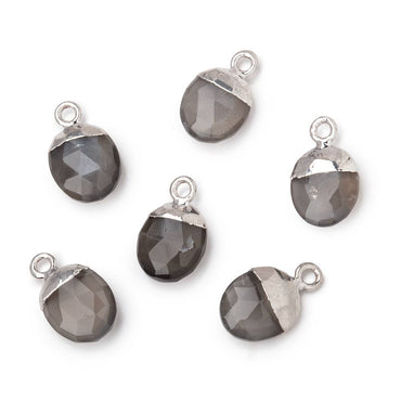 10x8mm Silver Leafed Platinum Moonstone Oval Pendant 1 piece (ONLINE ORDER ONLY)