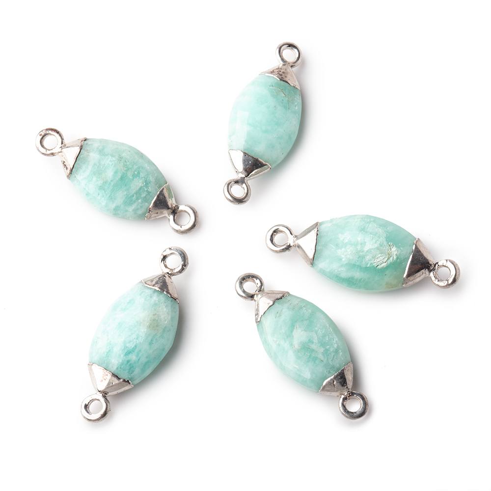 16x9mm Silver Leafed Amazonite Marquise Connector 1 piece (ONLINE ORDER ONLY)