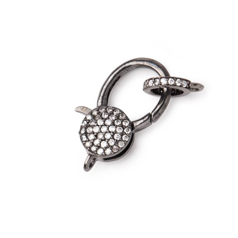 24x12mm Black Gold .925 Silver Bezel CZ Coin Clasp with CZ Ring 1 piece (ONLINE ORDER ONLY)