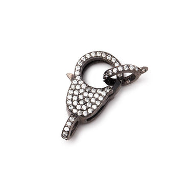 24x9mm Black Gold .925 Silver CZ Oval Lobster Clasp with CZ Ring 1 piece (ONLINE ORDER ONLY)