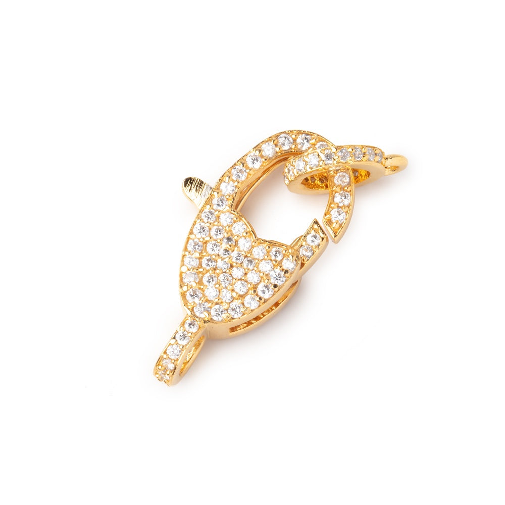 24x9mm Vermeil CZ Oval Lobster Clasp with CZ Ring 1 piece (ONLINE ORDER ONLY)