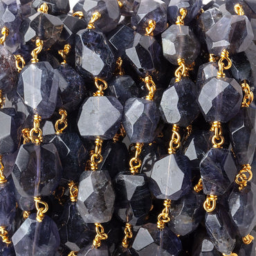 10x8mm Iolite faceted nugget Vermeil Chain by the foot 21 pieces (ONLINE ORDER ONLY)