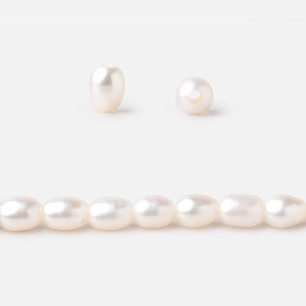 6x4-7x4mm Cream Large Hole Oval Freshwater Pearls 1.5mm drill hole 15 inch 60 pcs (ONLINE ORDER ONLY)