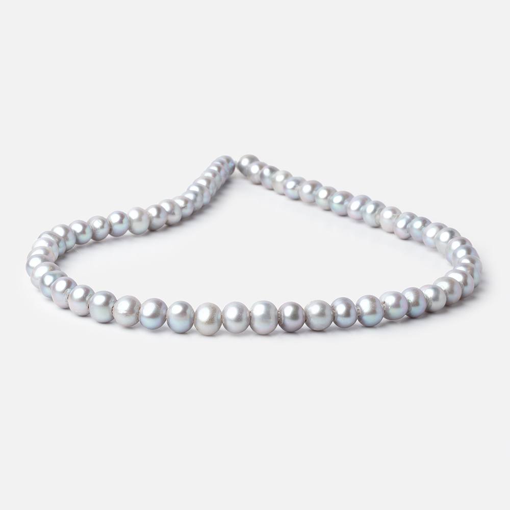 8-9mm Silver Off Round Large Hole Freshwater Pearl 15 inch 55 pieces (ONLINE ORDER ONLY)