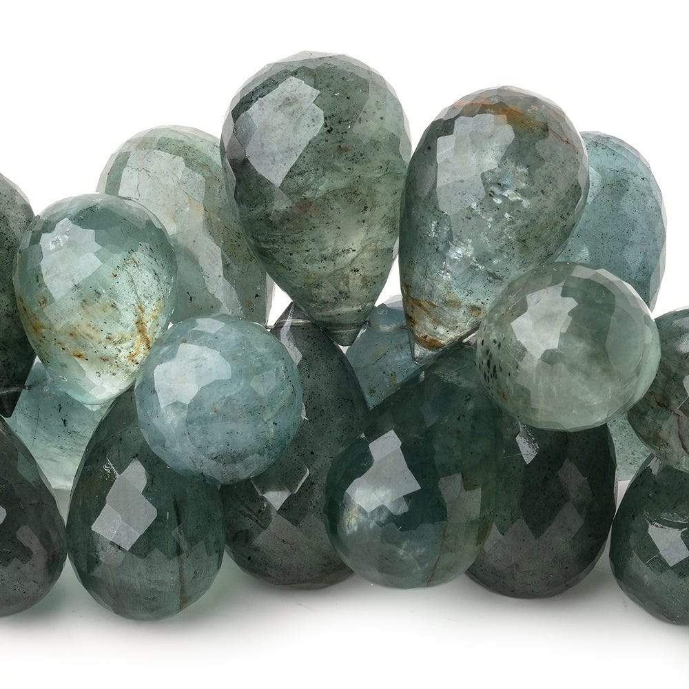 18.5-27mm Moss Aquamarine Faceted Tear Drops 7 inch 38 Beads AA (ONLINE ORDER ONLY)