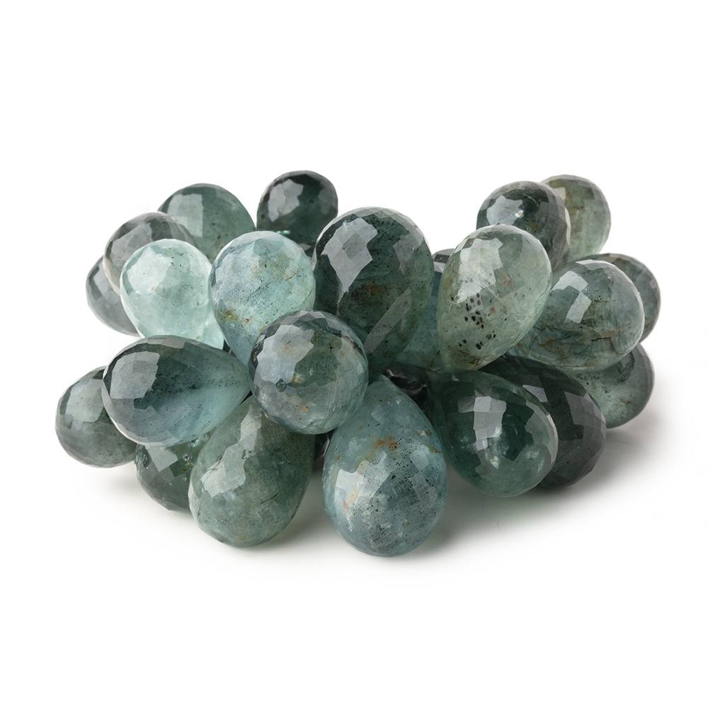 18.5-27mm Moss Aquamarine Faceted Tear Drops 7 inch 38 Beads AA (ONLINE ORDER ONLY)