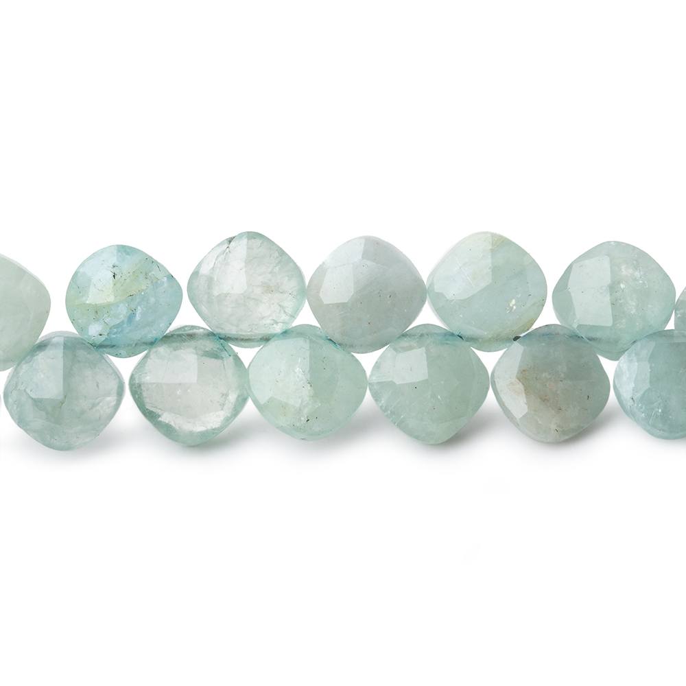 6.5mm Milky Aquamarine faceted pillow beads 7.5 inch 51 pieces A (ONLINE ORDER ONLY)