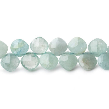 6.5mm Milky Aquamarine faceted pillow beads 7.5 inch 51 pieces A (ONLINE ORDER ONLY)