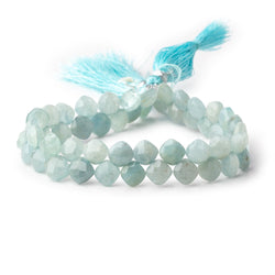 6.5mm Milky Aquamarine faceted pillow beads 7.5 inch 51 pieces A (ONLINE ORDER ONLY)