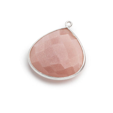 26x26mm Silver .925 Angel Skin Peach Moonstone faceted heart Pendant 1 piece (ONLINE ORDER ONLY)