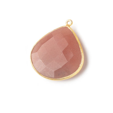 26x26mm Vermeil Angel Skin Peach Moonstone faceted heart Pendant 1 piece (ONLINE ORDER ONLY)