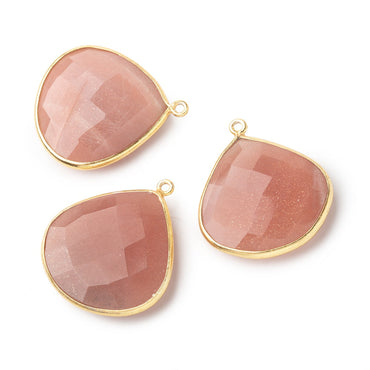 26x26mm Vermeil Angel Skin Peach Moonstone faceted heart Pendant 1 piece (ONLINE ORDER ONLY)