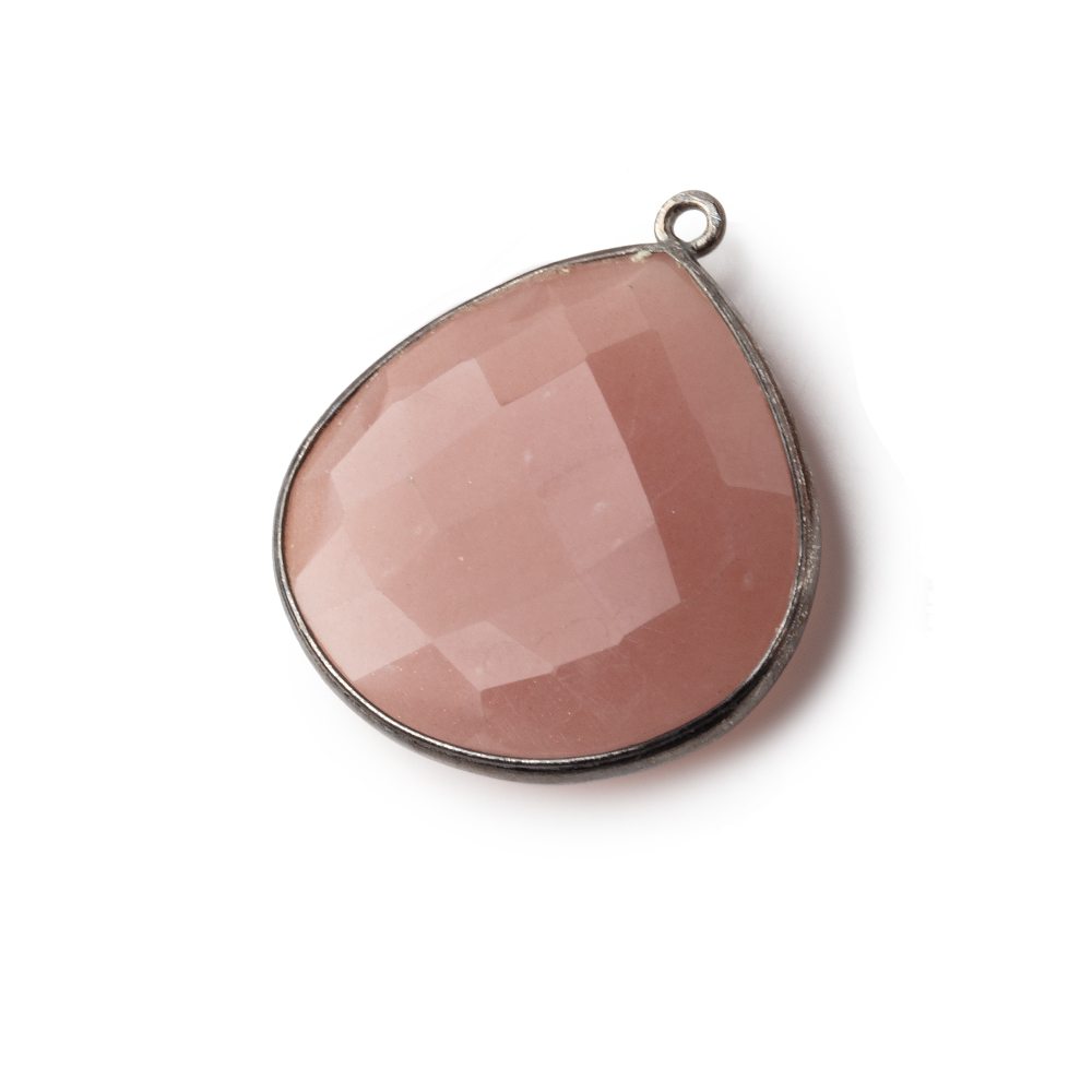 26x26mm Black Gold .925 Angel Skin Peach Moonstone faceted heart Pendant 1 pc (ONLINE ORDER ONLY)