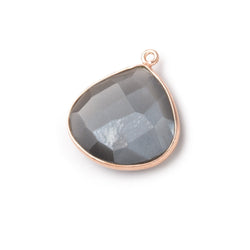 22mm Rose Gold .925 Bezel Platinum Grey Moonstone Heart Pendant 1 piece (ONLINE ORDER ONLY)