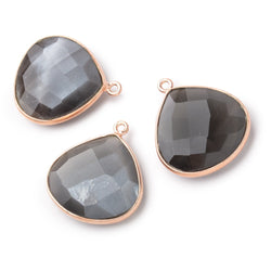 22mm Rose Gold .925 Bezel Platinum Grey Moonstone Heart Pendant 1 piece (ONLINE ORDER ONLY)