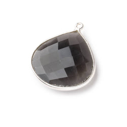 26x26mm Silver .925 Platinum Dark Grey Moonstone faceted heart Pendant 1 piece (ONLINE ORDER ONLY)