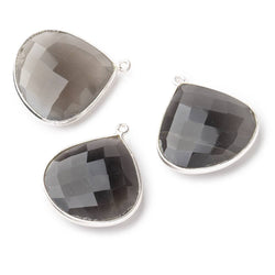 26x26mm Silver .925 Platinum Dark Grey Moonstone faceted heart Pendant 1 piece (ONLINE ORDER ONLY)