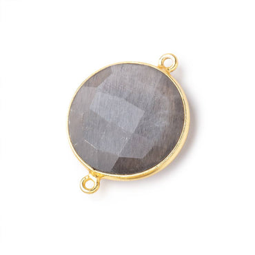 22mm Vermeil Bezeled Platinum Brownish Grey Moonstone Coin Focal Bead Connector 1 piece (ONLINE ORDER ONLY)