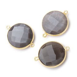 22mm Vermeil Bezeled Platinum Brownish Grey Moonstone Coin Focal Bead Connector 1 piece (ONLINE ORDER ONLY)