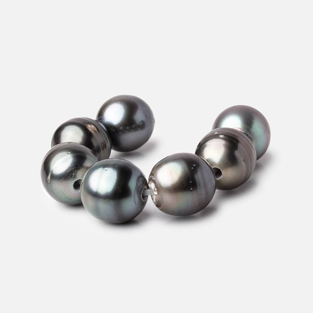 13mm Silver Peacock Tahitian Large Hole Saltwater Pearls 4 inch 7 pieces (ONLINE ORDER ONLY)