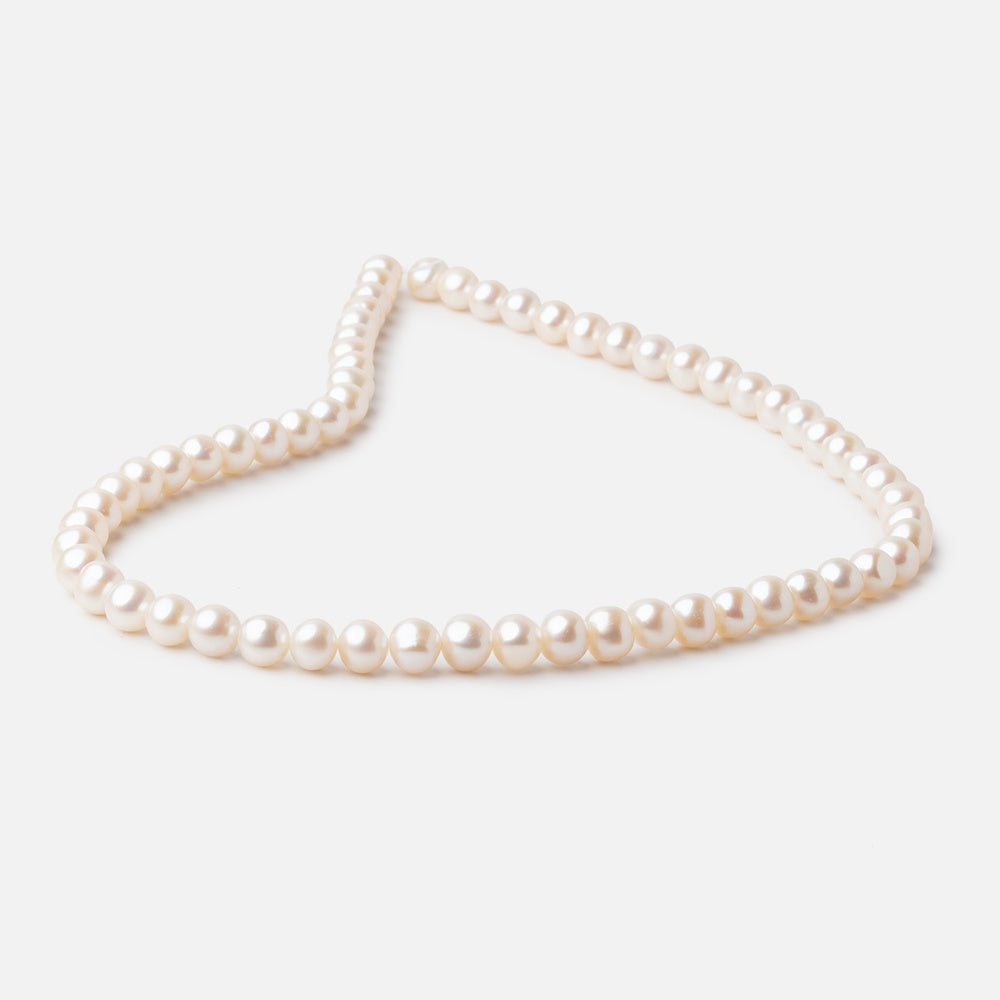 7mm Off White Side Drilled Off Round Freshwater Pearl Beads 15.5 inch 62 pieces (ONLINE ORDER ONLY)