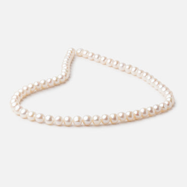 7mm Off White Side Drilled Off Round Freshwater Pearl Beads 15.5 inch 62 pieces (ONLINE ORDER ONLY)