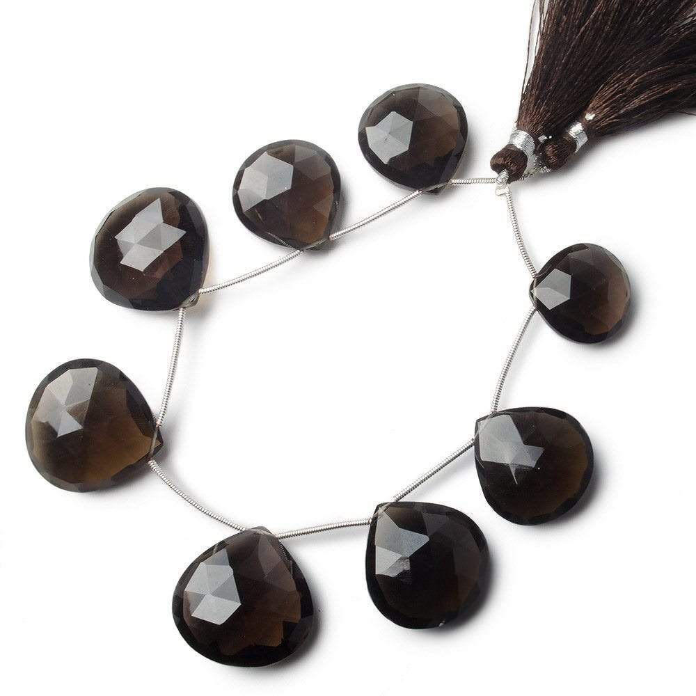 18.5x18-23x22mm Smoky Quartz Faceted Heart Beads 7.5 inch 8 pieces AAA (ONLINE ORDER ONLY)