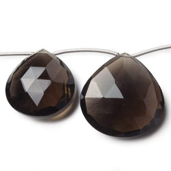 18.5x18-23x22mm Smoky Quartz Faceted Heart Beads 7.5 inch 8 pieces AAA (ONLINE ORDER ONLY)