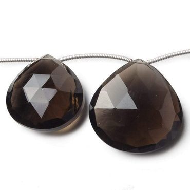 18.5x18-23x22mm Smoky Quartz Faceted Heart Beads 7.5 inch 8 pieces AAA (ONLINE ORDER ONLY)