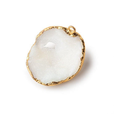 24x23x11mm 22kt Gold Leafed White Drusy Focal Pendant 1 piece (ONLINE ORDER ONLY)