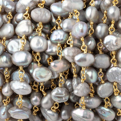 7x7-9x6mm Silver Rose' Keshi Pearl Vermeil Chain by the foot (ONLINE ORDER ONLY)