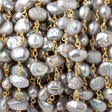7x7-9x6mm Silver Rose' Keshi Pearl Vermeil Chain by the foot (ONLINE ORDER ONLY)