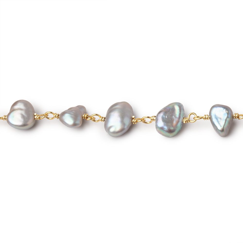 7x7-9x6mm Silver Rose' Keshi Pearl Vermeil Chain by the foot (ONLINE ORDER ONLY)