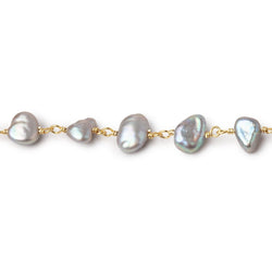 7x7-9x6mm Silver Rose' Keshi Pearl Vermeil Chain by the foot (ONLINE ORDER ONLY)